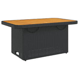 Garden Table Black 90x55x71 cm Poly Rattan and Acacia Wood 368275