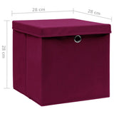 Storage Boxes with Covers 10 pcs 28x28x28 cm Dark Red 325202