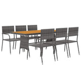 7 Piece Outdoor Dining Set Poly Rattan Grey 3120112