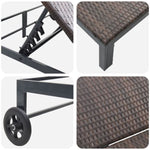 ZNTS Sunbed with Cushions and Wheels 2-Person Brown Poly Rattan 42004132