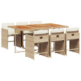 7 Piece Garden Dining Set with Cushions Beige Poly Rattan 3211096