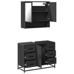 ZNTS 2 Piece Bathroom Furniture Set Black Engineered Wood 3300930