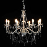 281604 Chandelier with Beads White 8 x E14 Bulbs