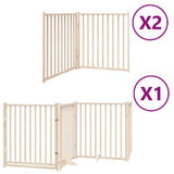 Dog Gate with Door Foldable 8 Panels 640 cm Poplar Wood 3155726