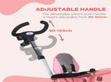 Metal Frame 6 in 1 Baby Push Tricycle with Parent Handle for 1-5 Years Old, Pink T3398P378960