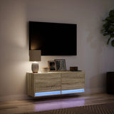 TV Wall Cabinet with LED Lights Sonoma Oak 100x31x35 cm 852364