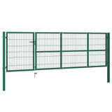 Garden Fence Gate with Posts 350x100 cm Steel Green 142569