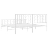Metal Bed Frame without Mattress with Footboard White 180x200cm 374508