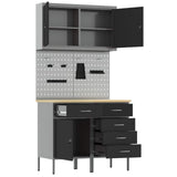 Work Cabinet with Drawer 5 pcs Black Engineered Wood and Steel 3321424