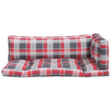 Pallet Cushions 3 pcs Red Check Fabric 360957