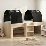 Bed with Tunnel 3 pcs Sonoma Oak and Black Engineered Wood 3423568