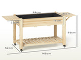 46 x 94cm Wooden Raised Planter, with Shelves - Natural Finish T3398P328509