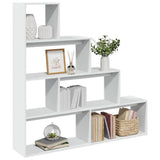 Room Divider Bookcase 4-Tier White 143.5x29x143.5 cm Engineered Wood 857994