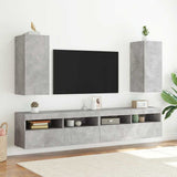 TV Wall Cabinet with LED Lights Concrete Grey 30.5x35x70 cm 837238