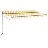 Manual Retractable Awning with LED 400x350 cm Yellow and White 3069183