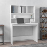 ZNTS Desk with Shelves White 102x45x148 cm Engineered Wood 823000