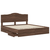 Bed Frame with Drawer Brown Oak 200 x 200 cm Engineer Wood 3413386