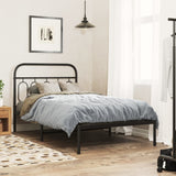 Metal Bed Frame without Mattress with Headboard Black 107x203cm 377113