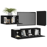 ZNTS 4 Piece TV Cabinet Set Black Engineered Wood 3078782