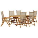 Garden Dining Set Beige Solid Acacia wood, PE rattan Medium 3281732