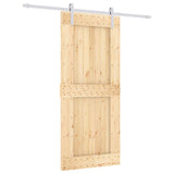 Sliding Door Natural and White 90 x 210 cm Solid Pine Wood 3444960