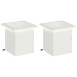 Garden Planter with LED 2 pcs White 30 x 30 x 30 cm Steel 8008059