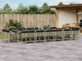 17 Piece Garden Dining Set with Cushions Light Grey Poly Rattan 3211607