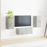 TV Cabinet Set Wall-mounted 6 pcs Concrete Grey Engineered Wood 3409063