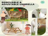Kids Picnic Table, Sand and Water Table with Wooden Benches, Adjustable Parasol and Storage Bins, T3398P348570
