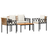 Outdoor Furniture Set 4 pcs Brown and Cream White Poly Rattan 42025344