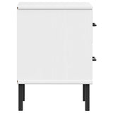 Bedside Cabinet with Metal Legs White Solid Wood Pine OSLO 350975
