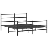 Metal Bed Frame without Mattress with Footboard Black 150x200cm 355385