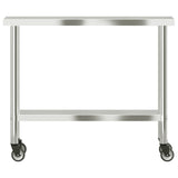 Kitchen Work Table with Wheels 110x30x85 cm Stainless Steel 376461