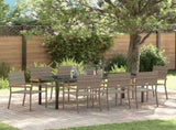 Garden Dining Set with Cushion 9 pcs Grey Poly Rattan 3379715