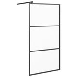 Walk-in Shower Wall 100x195 cm Frosted ESG Glass Black 151878