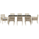Garden Dining Set 9 pcs Beige Poly rattan 3334885
