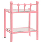 ZNTS Bedside Cabinets 2 pcs Pink and Transparent Metal and Glass 325079