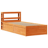 Bed Frame with Headboard Wax Brown 90x200 cm Solid Wood Pine 3306353