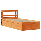 Bed Frame with Headboard Wax Brown 90x200 cm Solid Wood Pine 3306353