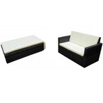 2 Piece Garden Lounge Set with Cushions Poly Rattan Black 42834