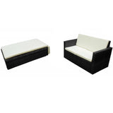 2 Piece Garden Lounge Set with Cushions Poly Rattan Black 42834