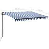 Manual Retractable Awning with LED 3.5x2.5 m Blue and White 3070121