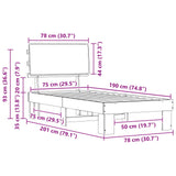 Bed Frame with Upholstered Headboard Light Grey 75 x 190 cm 877319