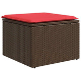 Garden Stool with Cushion Brown 55 x 55 x 37 cm Poly Rattan 366229