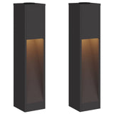 Solar Led Pathway Light 2 pcs Black Cold Rolled Steel 879716