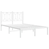 Metal Bed Frame without Mattress with Headboard White 120x200cm 376175
