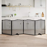 Dog Gate with Door Foldable 4 Panels Black 320 cm Poplar Wood 352227