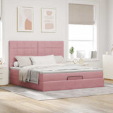 Ottoman Bed with Mattresses Pink 180x200cm Velvet 3313492