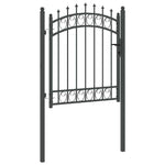 Fence Gate with Spikes Grey 125 x 100 cm Powder-coated steel 42008988