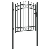 Fence Gate with Spikes Grey 125 x 100 cm Powder-coated steel 42008988